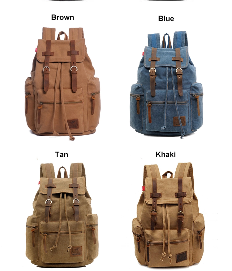 Fashion Men Women College School Bags Rucksack Mochila Vintage Drawstring Laptop Travel Retro Canvas Backpack