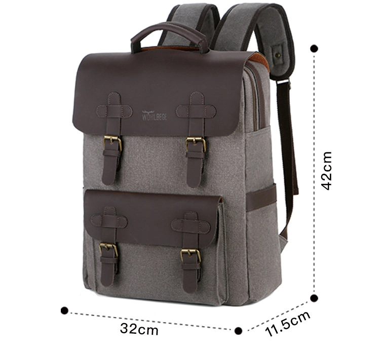 Fashion Men Backpack Canvas Leather Laptop Bag Casual Outdoor School Bag Mountaineering Travel Backpack