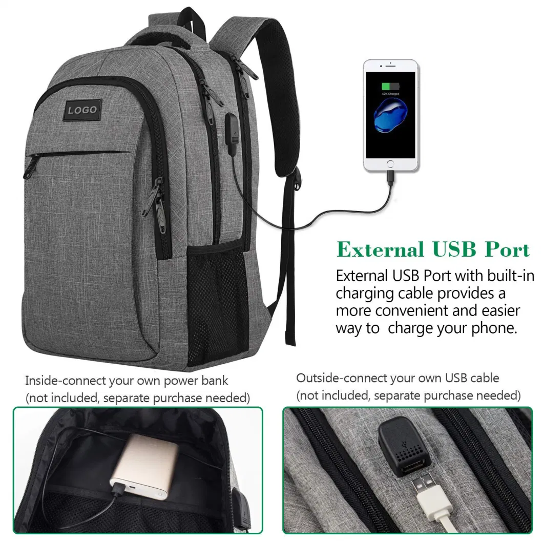 Travel Laptop Men&prime; S Computer Backpack Logo Customized with USB Charging Port Sports Backpack Business Casual Gym Backpack Bag Student Teenagers Backpack