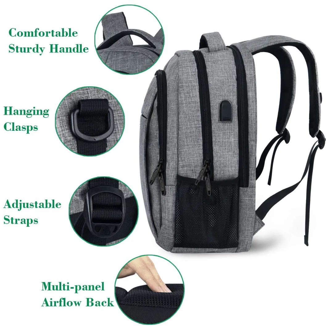 Travel Laptop Men&prime; S Computer Backpack Logo Customized with USB Charging Port Sports Backpack Business Casual Gym Backpack Bag Student Teenagers Backpack