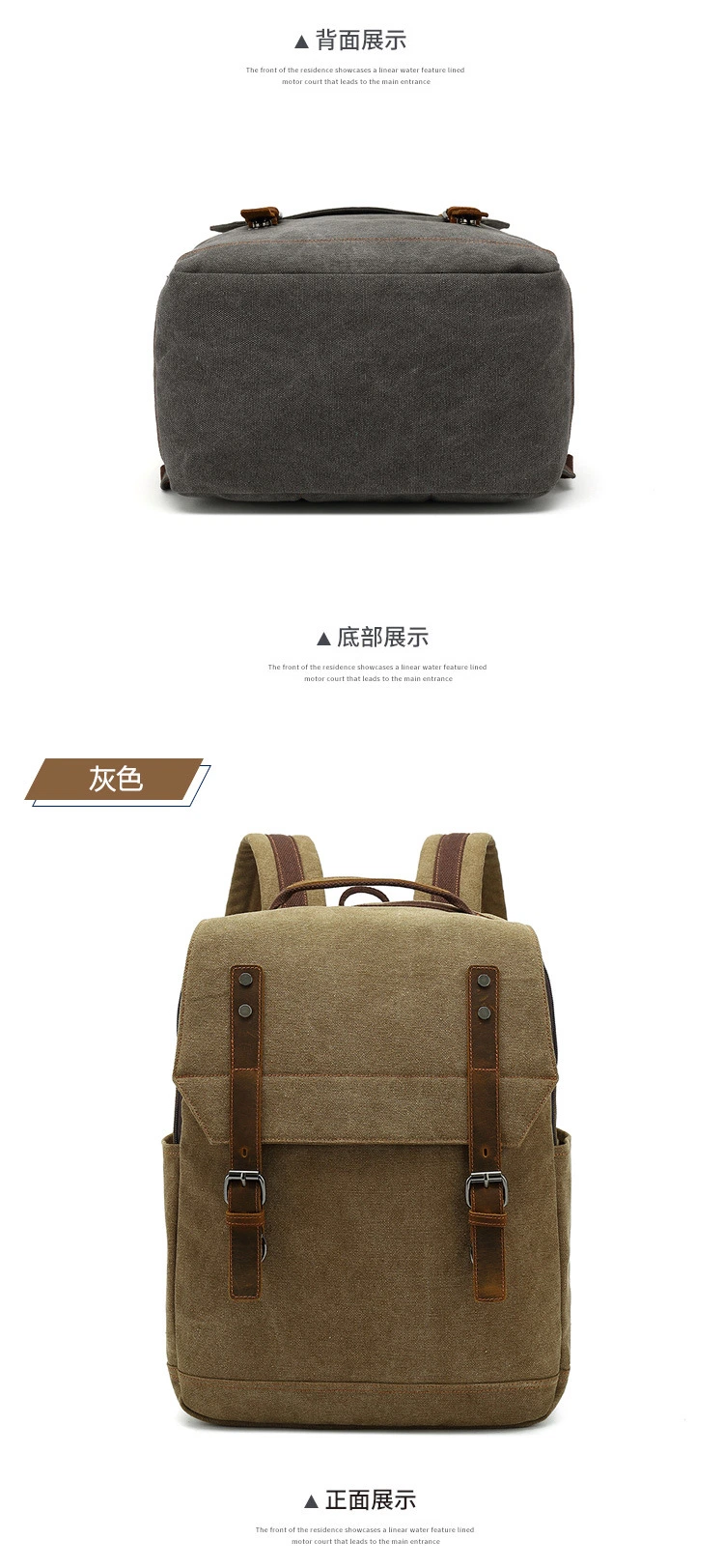 Custom Bp2407 Retro Men&prime;s School Business Outdoor Leisure Travel Computer Bag Large Capacity Canvas Laptop Backpack for Men