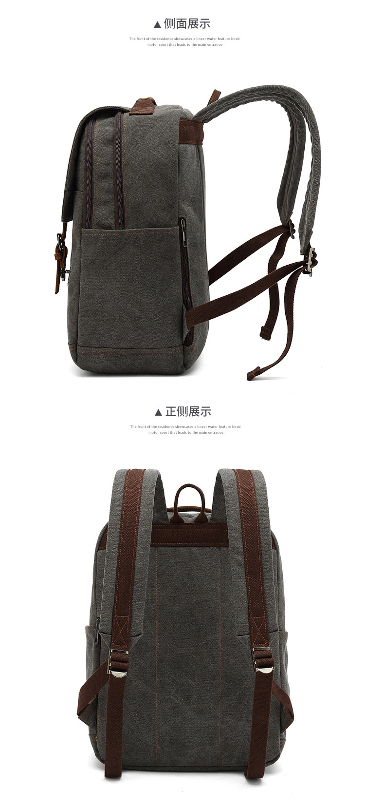 Custom Bp2407 Retro Men&prime;s School Business Outdoor Leisure Travel Computer Bag Large Capacity Canvas Laptop Backpack for Men