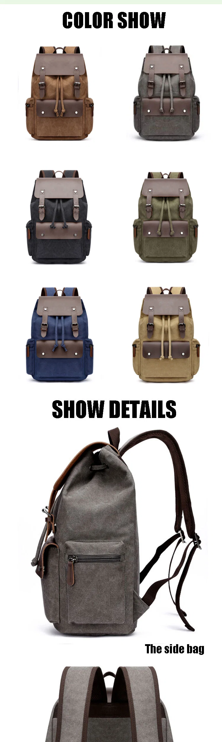 Waterproof Wholesale Unisex Rucksack Laptop Canvas Backpack for Men