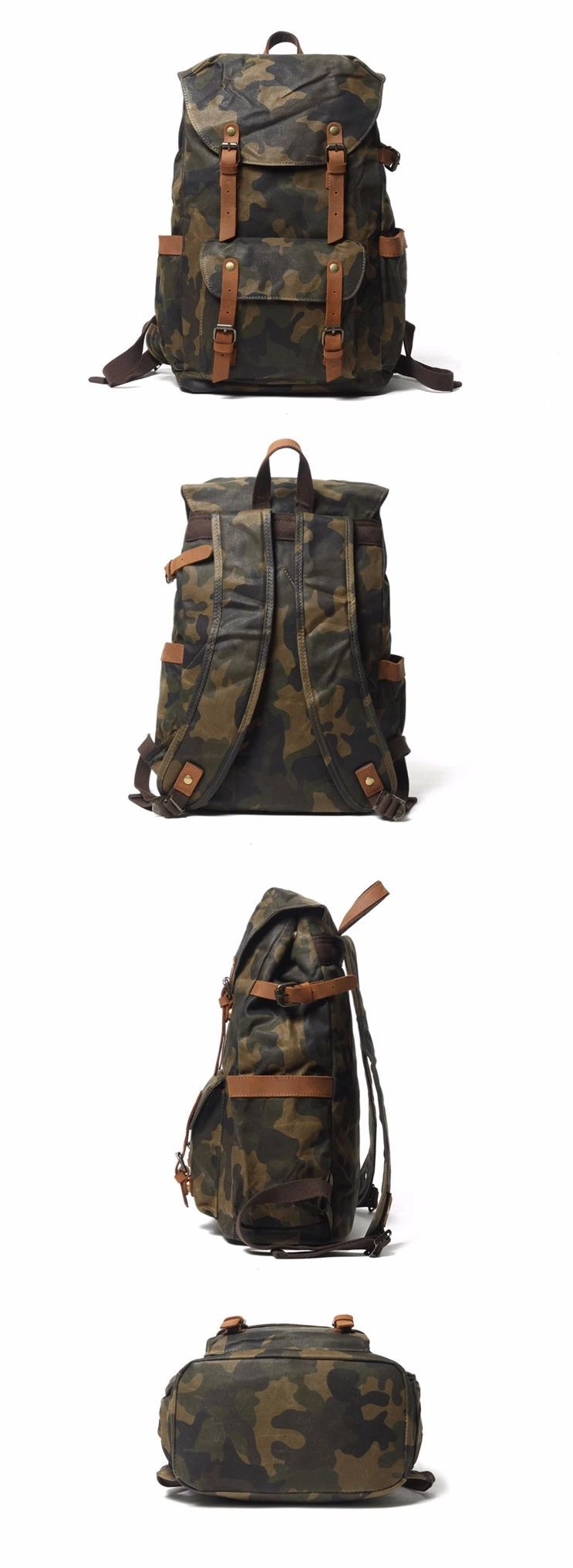 Newest Design Waterproof Waxy Canvas Backpack Vintage Style Laptop Backpack for Men (RS-888047)