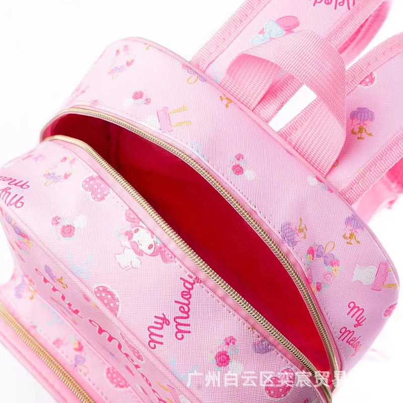 Sanrio Kuromi Leather School Bags Light and Transparent Backpack for Children