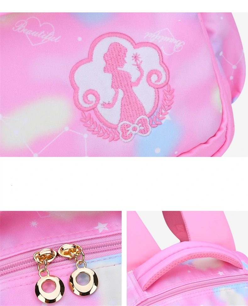 Girls Children Waterproof Light Weight Pink Princess Student Kid School Backpack