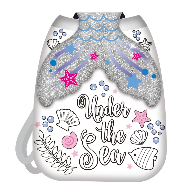 Fashion Mermaid Tail Princess Shining Glitter Colorful Flap Bag Backpack for Kids Drawing Doodle Set