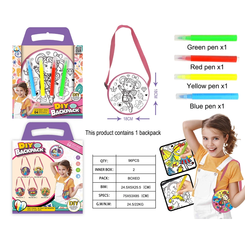 DIY Drawing Bag Coloring Your Own Bag Custom Design Backpack for Cute Kids with 4 Pen