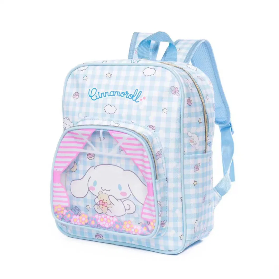 Sanrio Kuromi Leather School Bags Light and Transparent Backpack for Children