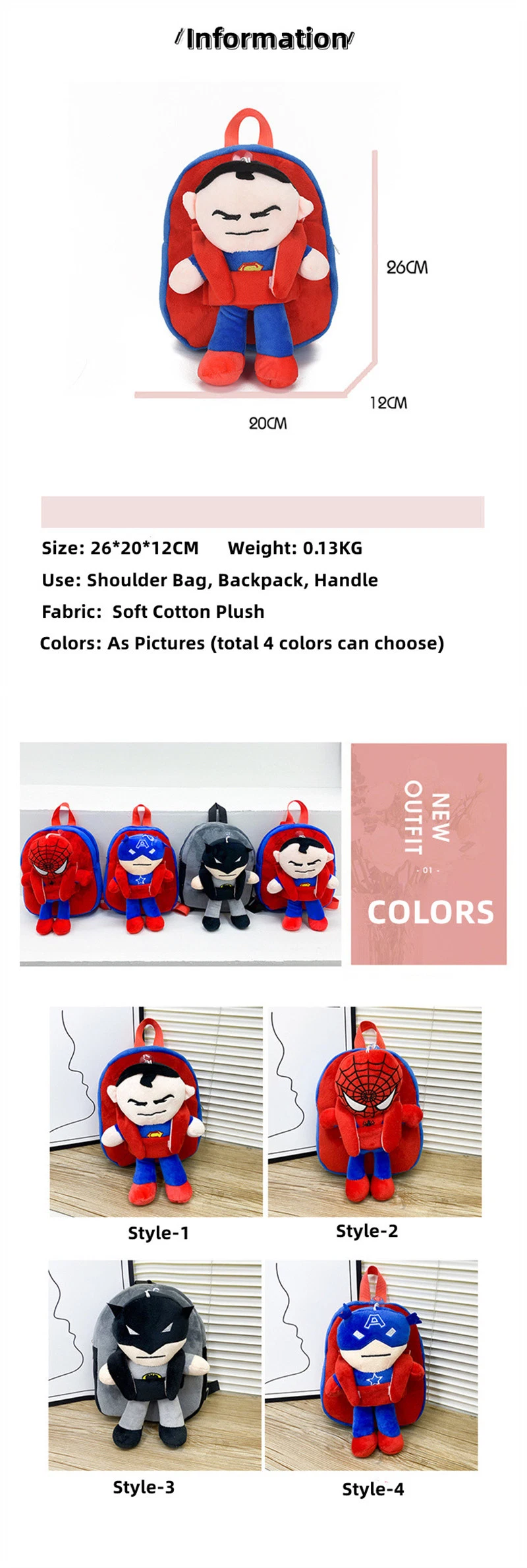 New Cartoon Cute Children Bag Kindergarten Boy Removable Spider Man Schoolbag Backpack