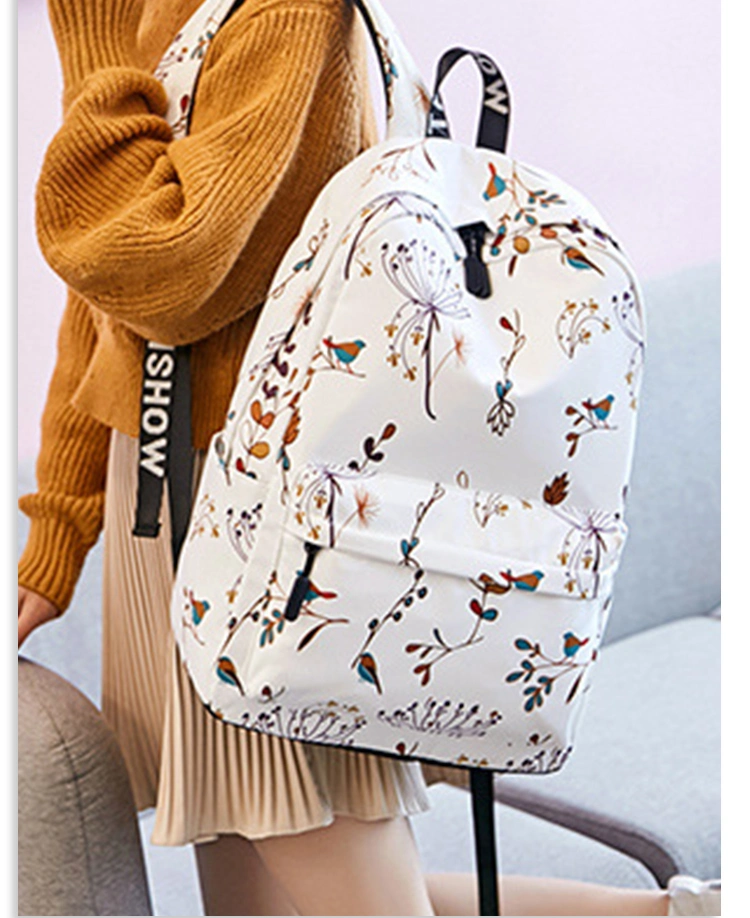 Waterproof Polyester Forest Middle Student Teenager Girls School Bag Women&prime;s Backpacks Woman Fashion Womens Fashion Flower