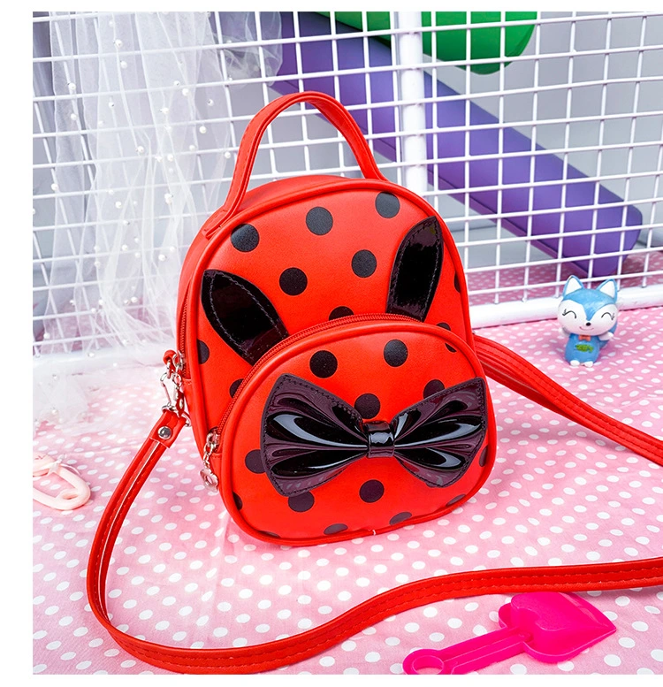 Hot Faddish Style PU Leather Bow School Bag Cute Girls Print Design Double Shoulder Bag New Fashion Chic Delicate Lady Backpack