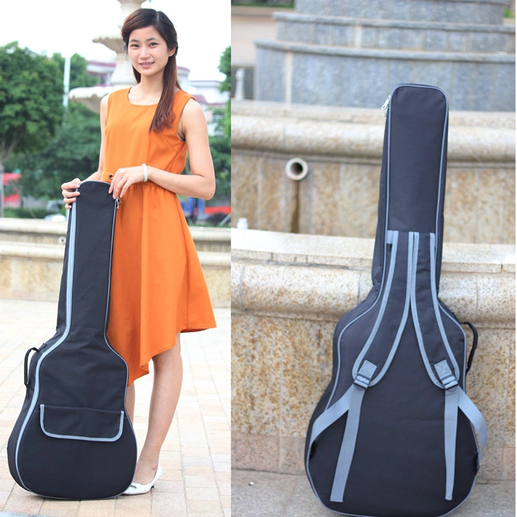 Factory Customized Classical Acoustic Guitar Parts Black Luxury 8mm Thickness Sponge 600d Oxford Cloth Waterproof 40inch 41 Inch Guitar Bag