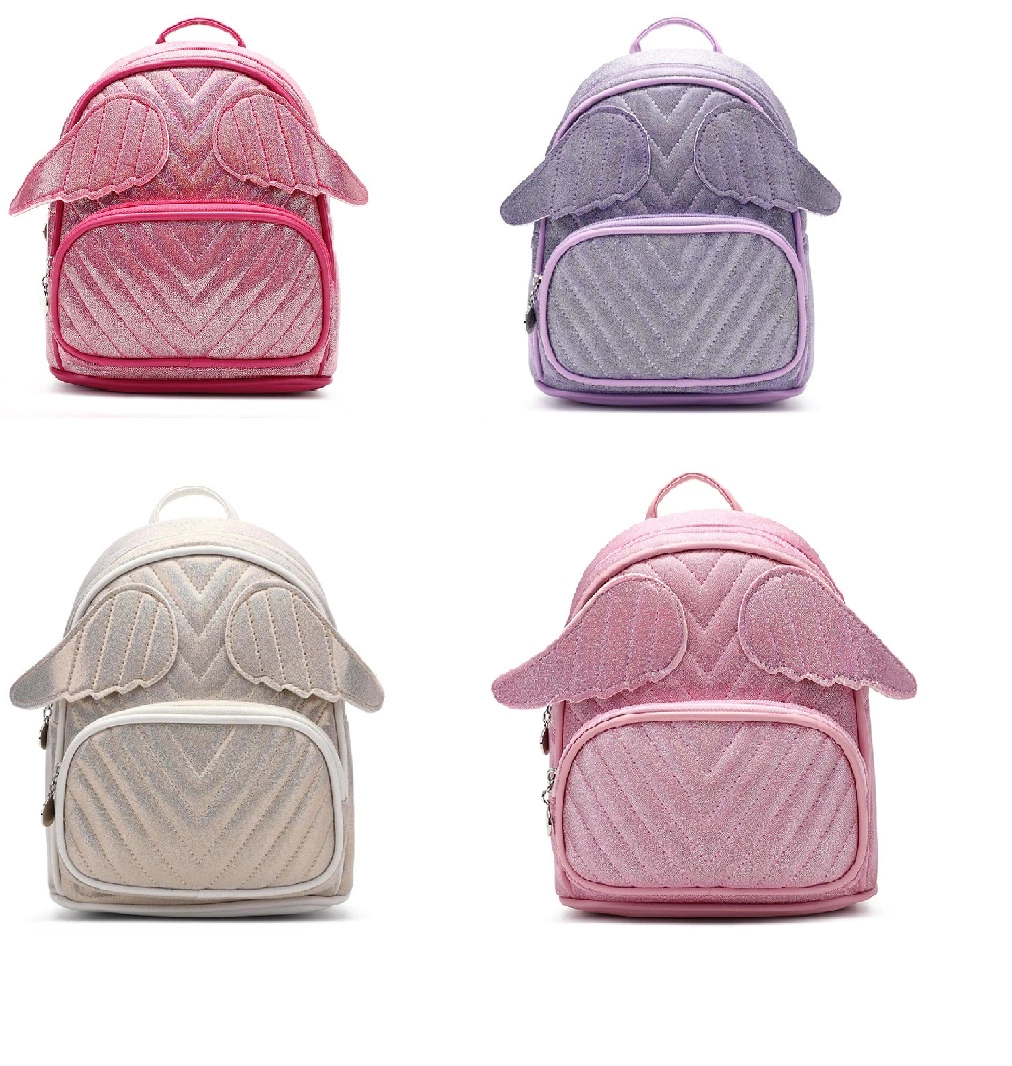 Personalized Custom Cartoon Cute Shinny PU Small Backpack Angel Girl Children&prime; S School Bag