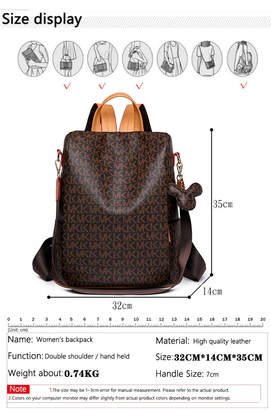 Fashion Women&prime;s Brand Backpack Large Capacity Travel School Bag Shoulder Bags for Teenagers Girls Ladies Anti-Theft Backpack