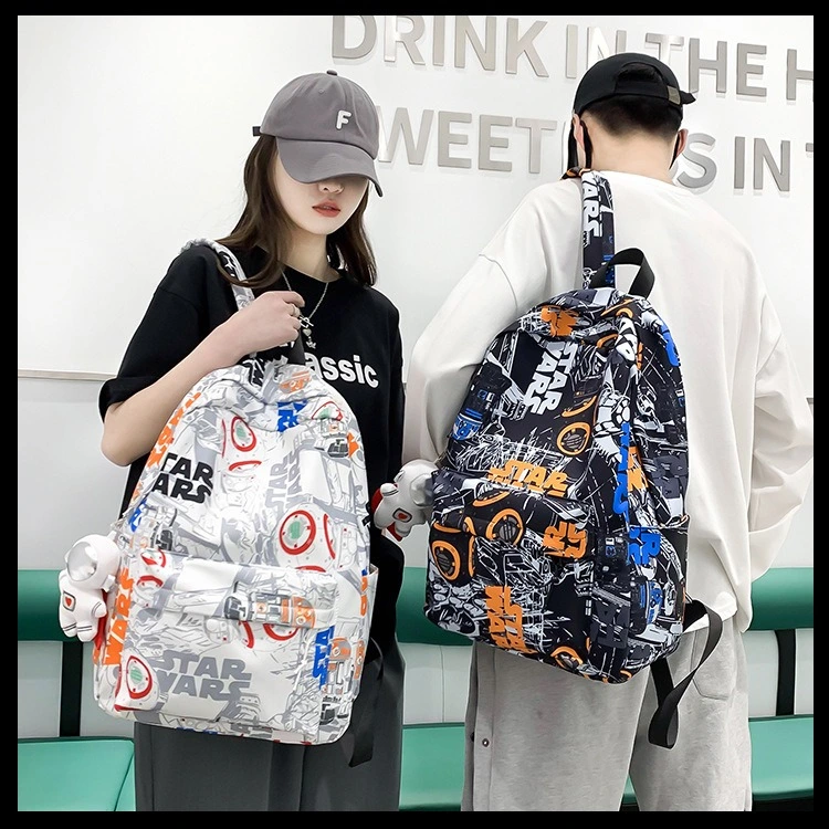 Street Leisure Sports Travel High Middle School Graffiti Backpack Daily Trekking College Double Shoulder Printing Backpack