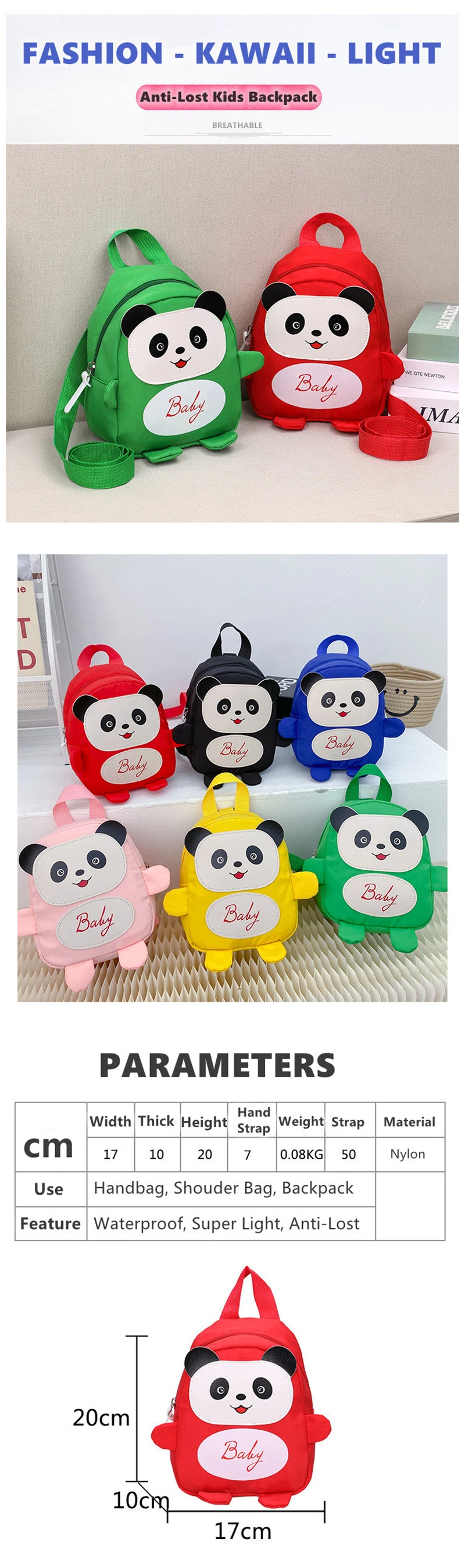 Anti Lost Design Child Carrier Hot Selling Panda Bear Backpack for Kids