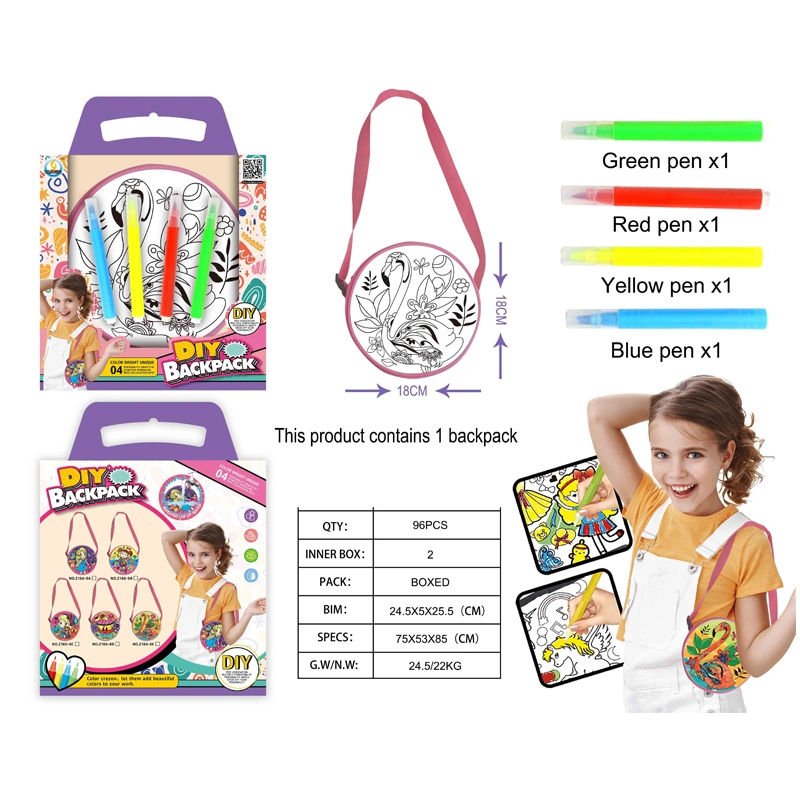 DIY Colorful Kids Drawing Toys Coloring Bag Playing DIY Coloring Graffiti Messenger Cross Body Bag Doodle for Kids