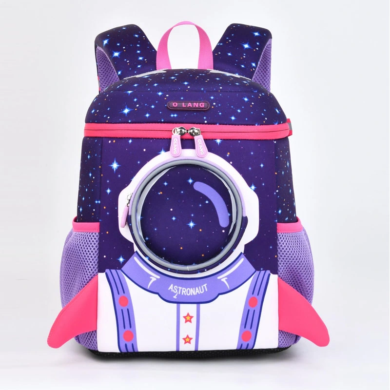 Lightweight Neoprene SBR Material Astronaut Kids School Bag Custom Logo 3D Cartoon Children Backpack