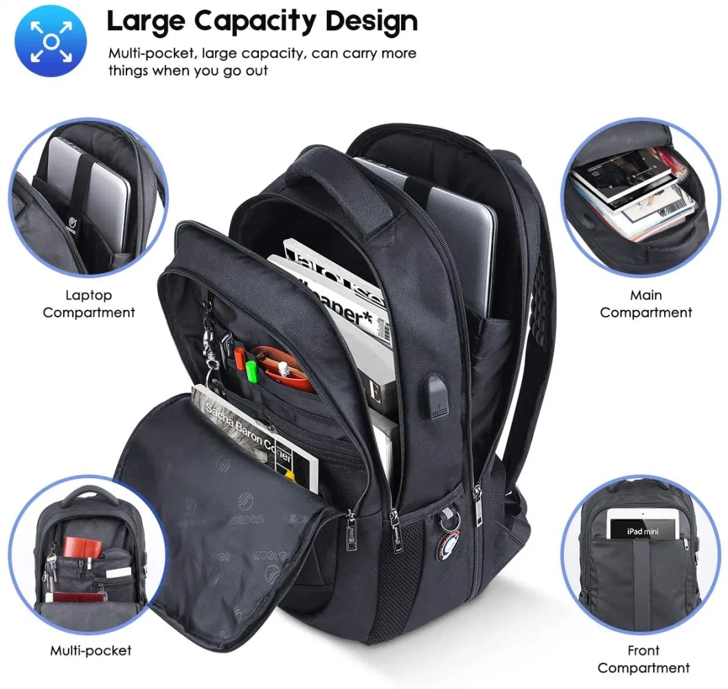 Travel Laptop and Notebook High School College Travel USB Business Anti-Theft Bag with USB