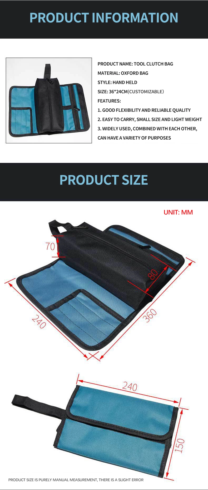 Portable Multi Tool Bag Oxford Cloth Tool Bag