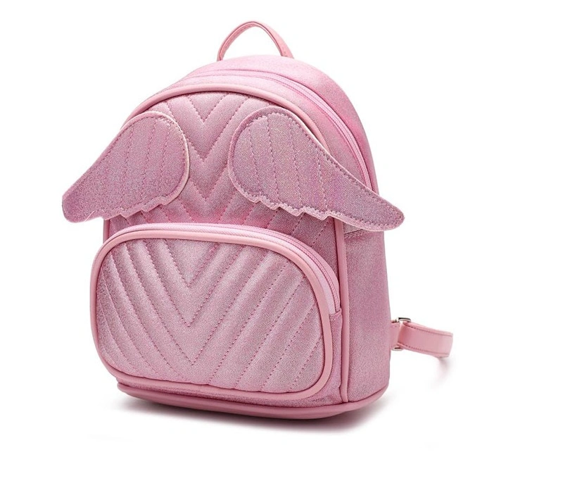 Personalized Custom Cartoon Cute Shinny PU Small Backpack Angel Girl Children&prime; S School Bag