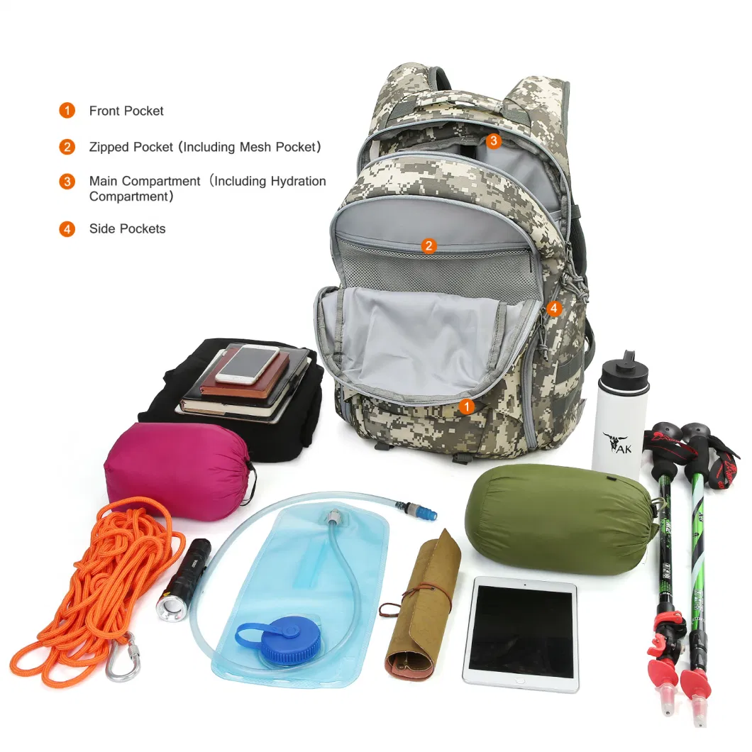 Outdoor Sports Camouflage Waterproof Hiking Hydration Backpack Travel Camping Bag