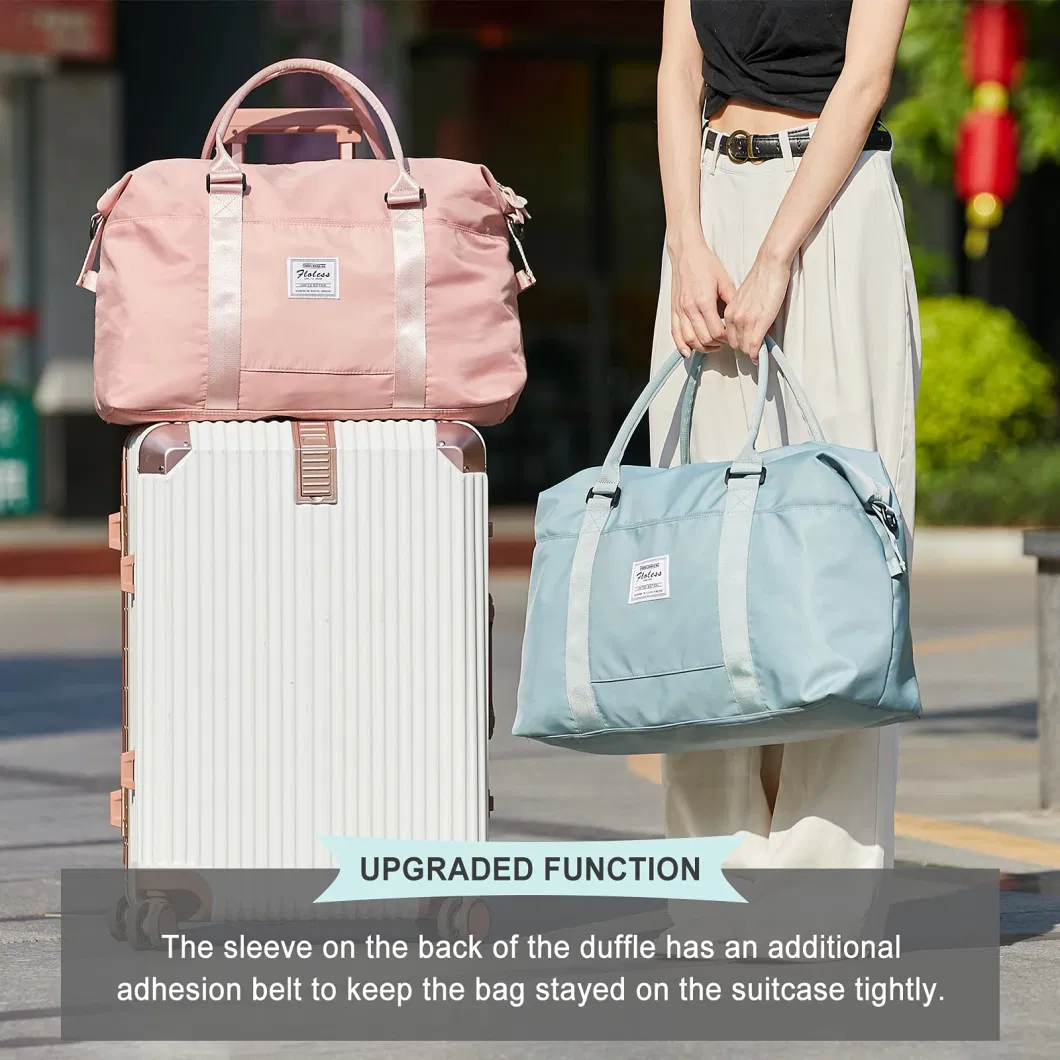 Amazon RPET Trendy Large Promotion Waterproof Fashion Shoulder Weekender Designer Overnight Handbags Tote Gym Duffle Travel Bag for Women Yoga