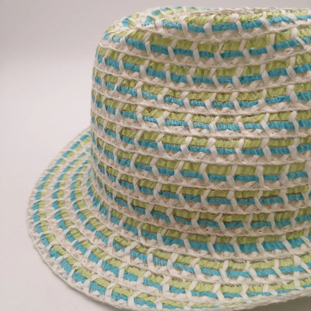 Summer Cap Blue and Green Mix-Color Hollow out Straw Hat