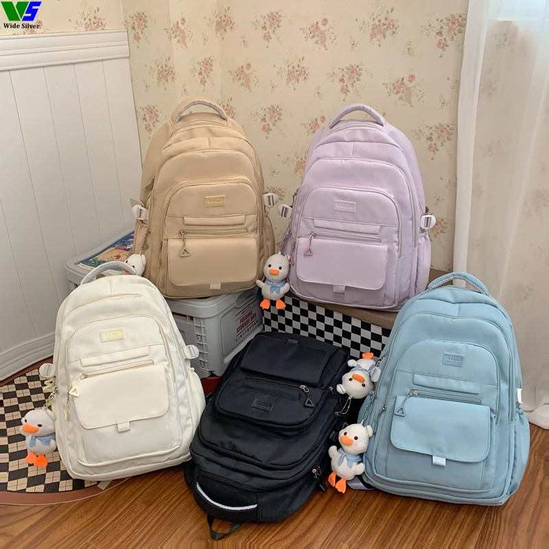 Wide Silver Brand New Backpack with Plush Toy Cheap for Sale in China