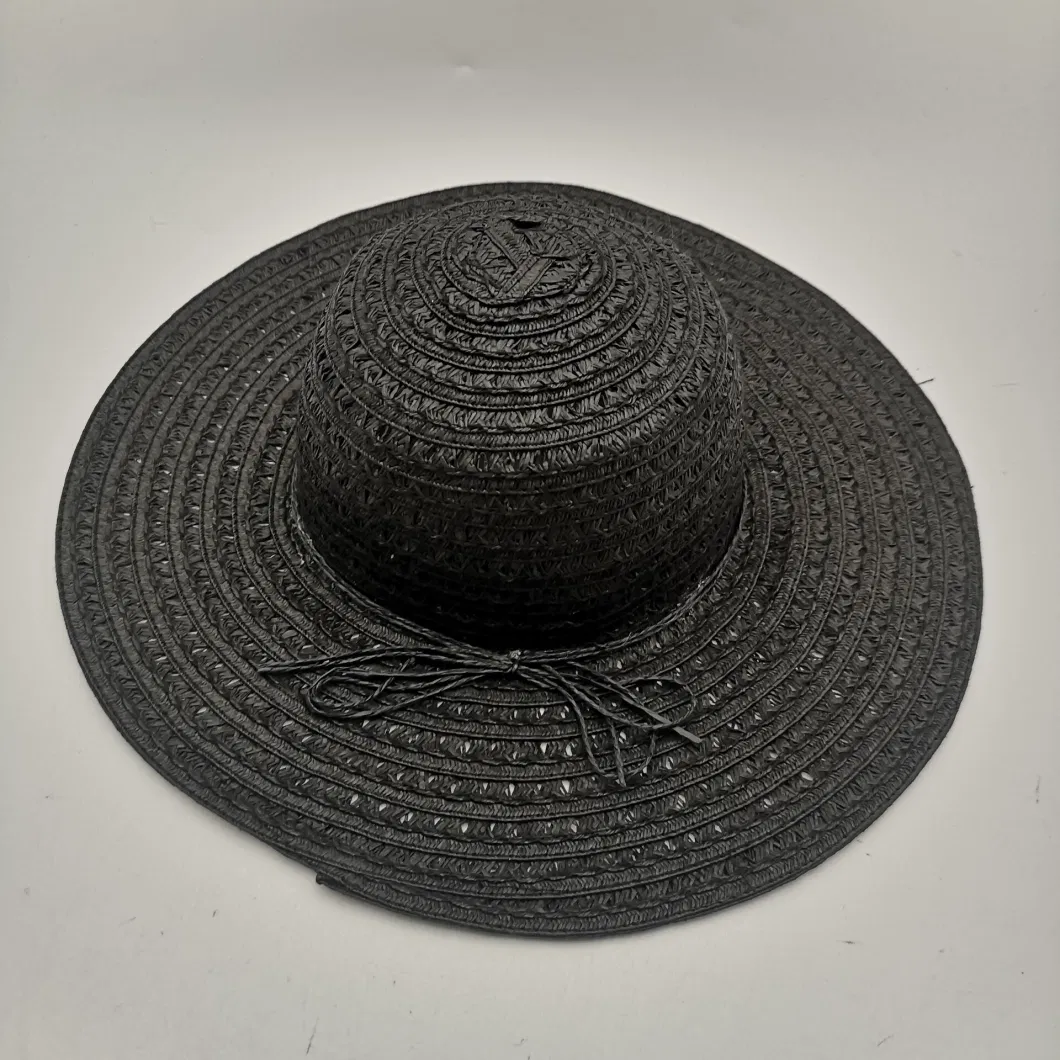 Women&prime;s Cap Summer Hollow out Casual Straw Hat with Bow