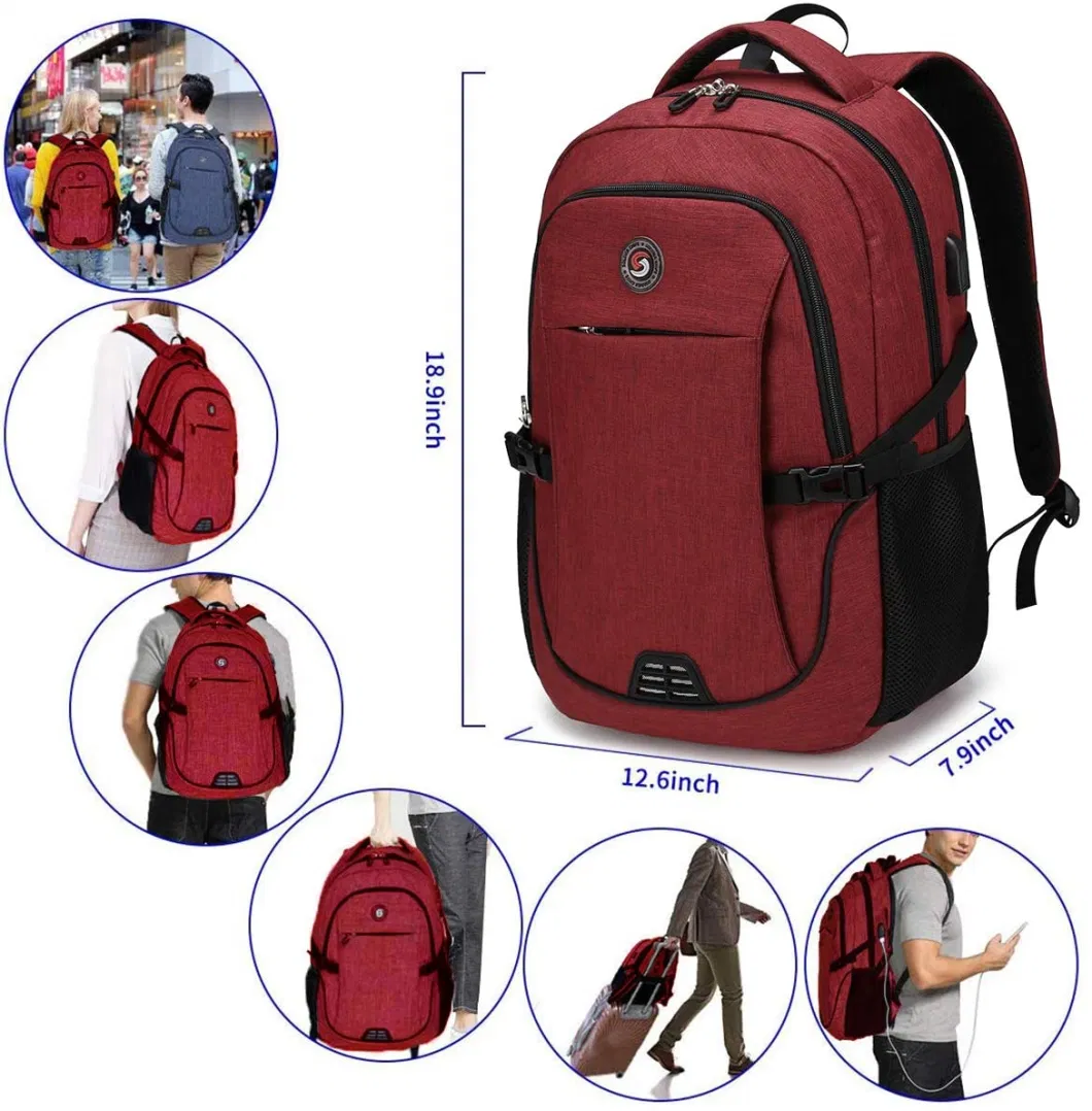 Fashion Double Shoulder Business Casual Travel Laptop Computer Notebook College Students School Bag Pack Backpack