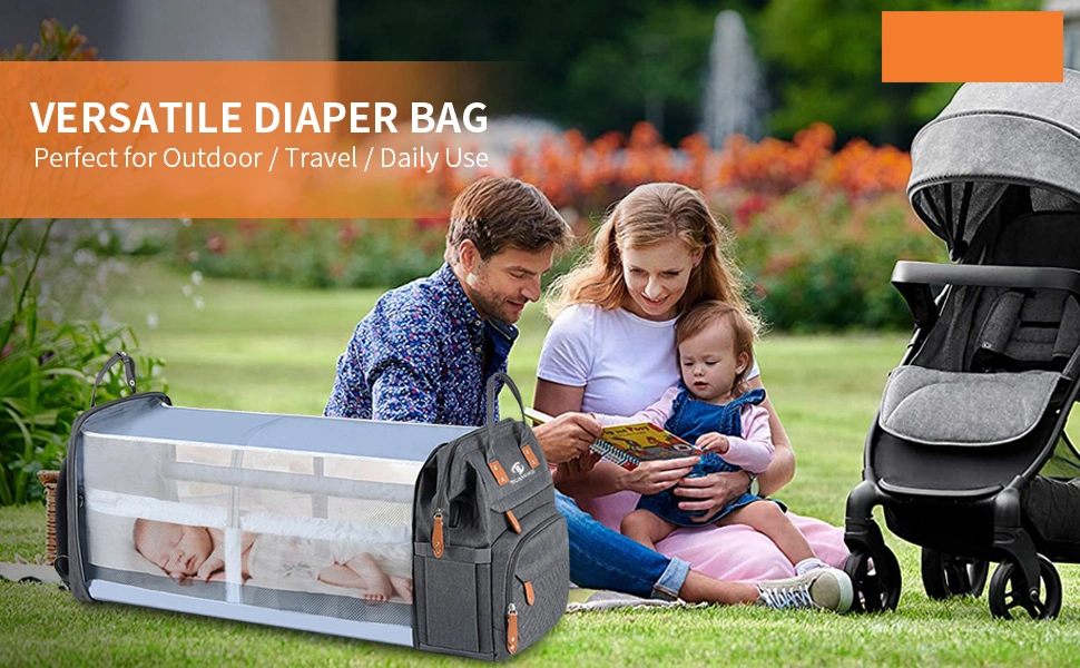 Large Capacity Waterproof Seat Belt Diaper Bag for Changing Table