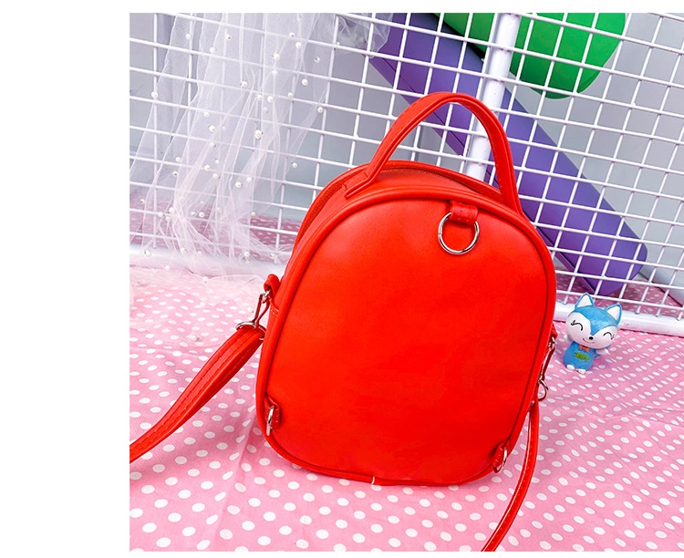 Hot Faddish Style PU Leather Bow School Bag Cute Girls Print Design Double Shoulder Bag New Fashion Chic Delicate Lady Backpack