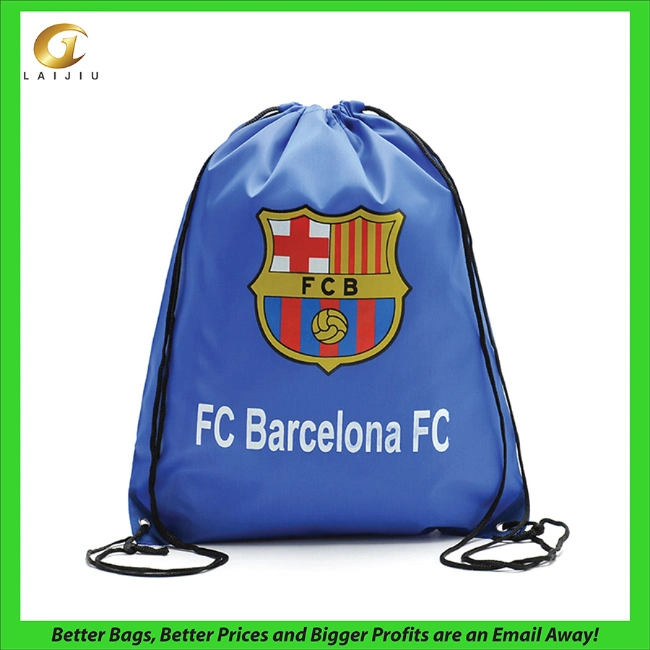 Custom Nylon Polyester Drawstring Promotional Sports Backpack Gym Bag Rucksack Cinch Bag Travel and School Storage Bag