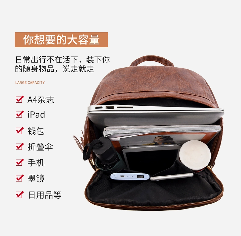 Factory OEM ODM Fashionable Classically Ladies Designer PU Leather Women Perfect Travelling Casual School Teenage Girls Students Popularly Lady Backpack