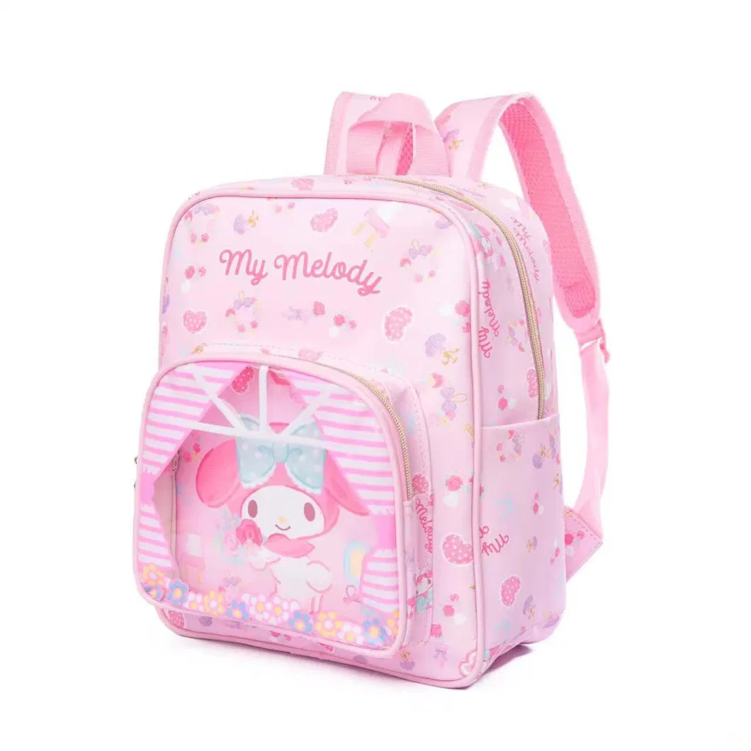 Sanrio Kuromi Leather School Bags Light and Transparent Backpack for Children