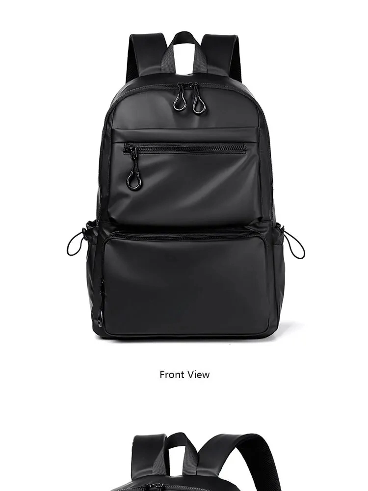 14 Inch Backpack Large Capacity Travel Leisure Solid Color PU Computer Backpack Fashion Casual Bag