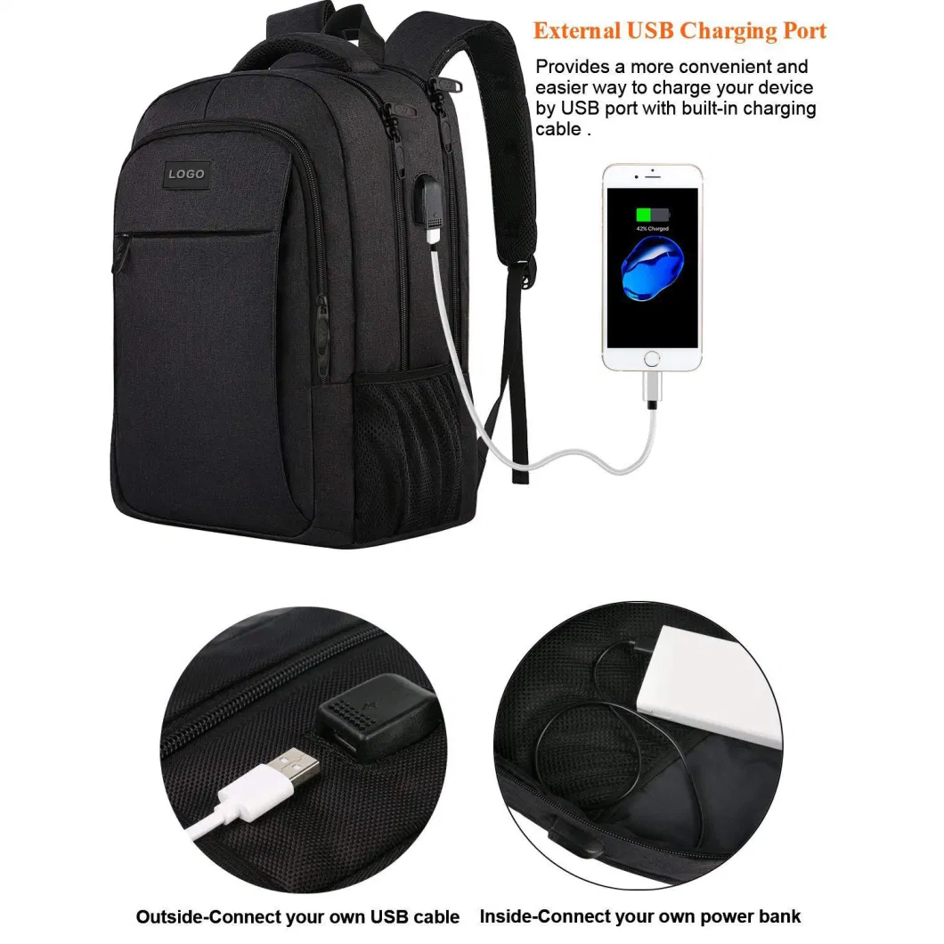 Travel Laptop Men&prime; S Computer Backpack Logo Customized with USB Charging Port Sports Backpack Business Casual Gym Backpack Bag Student Teenagers Backpack