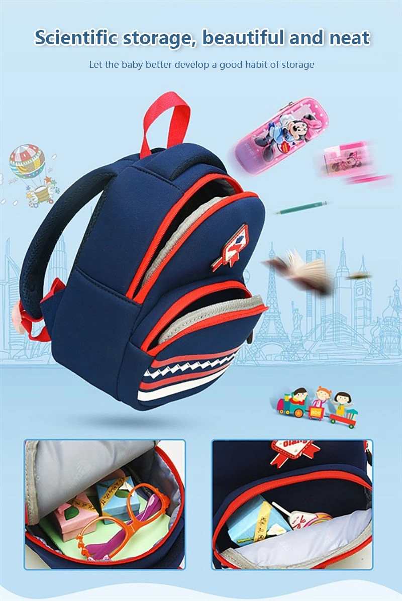 Kindergarten School Bag Anti-Lost Cartoon Animal Children Safe Kids Neoprene Toddler Backpack Purse