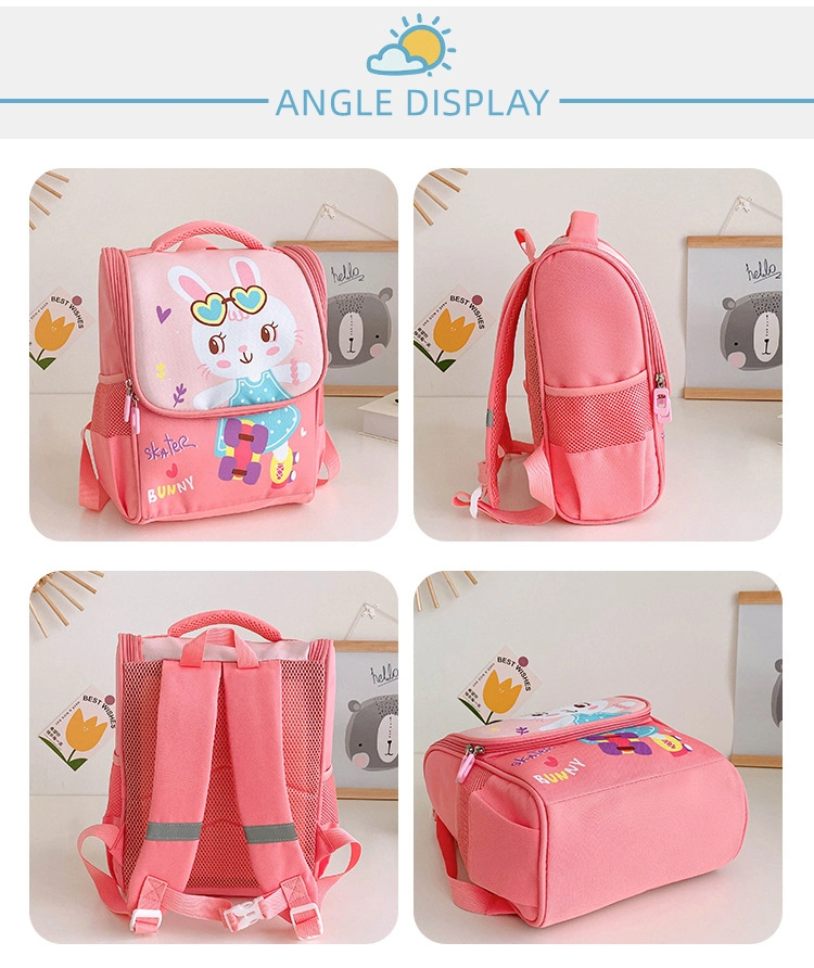 Kindergarten Schoolbag Boys and Girls Cute Cartoon Rabbit Astronaut Backpack Wholesale Custom