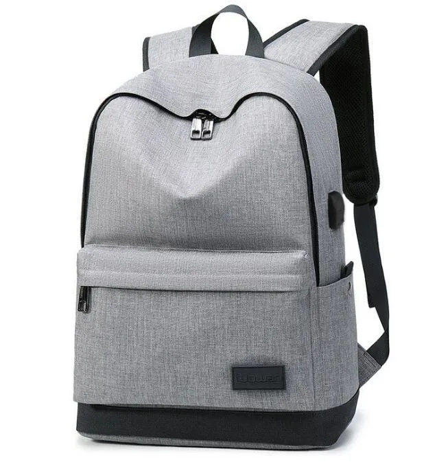 Fashion Polyester Gray Laptop Travel Gym High College School Backpack Teenager