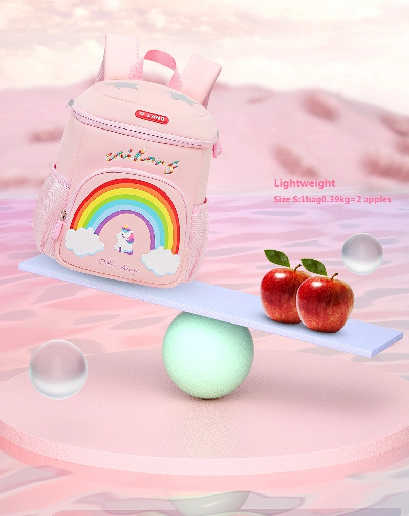 High Quality New Style Backpack for Child Anti-Lost Rainbow Pattern Kid School Bag