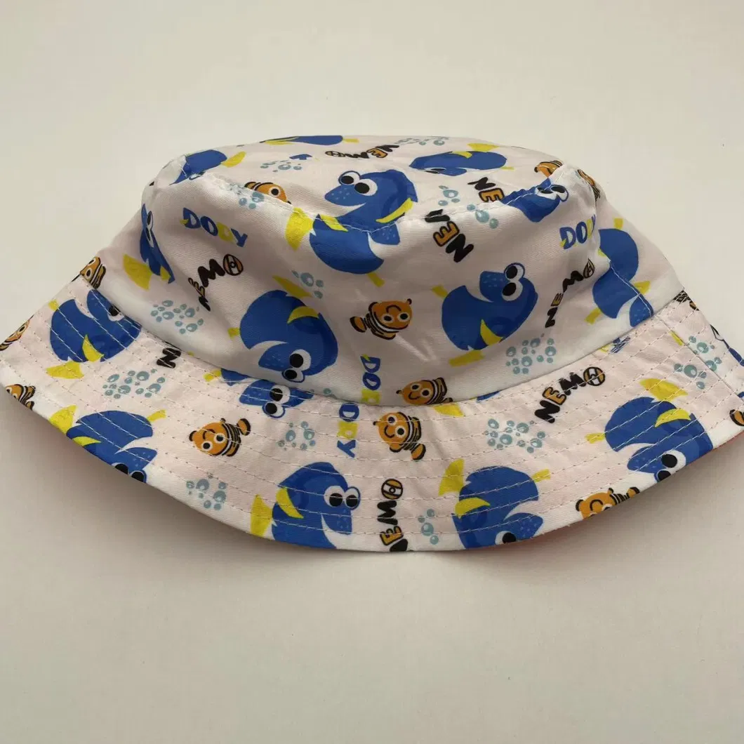 Fashion Cap Cartoon Bird Full Print Children&prime; S Bucket Hat with Positioning Inca 100% Cotton Lining