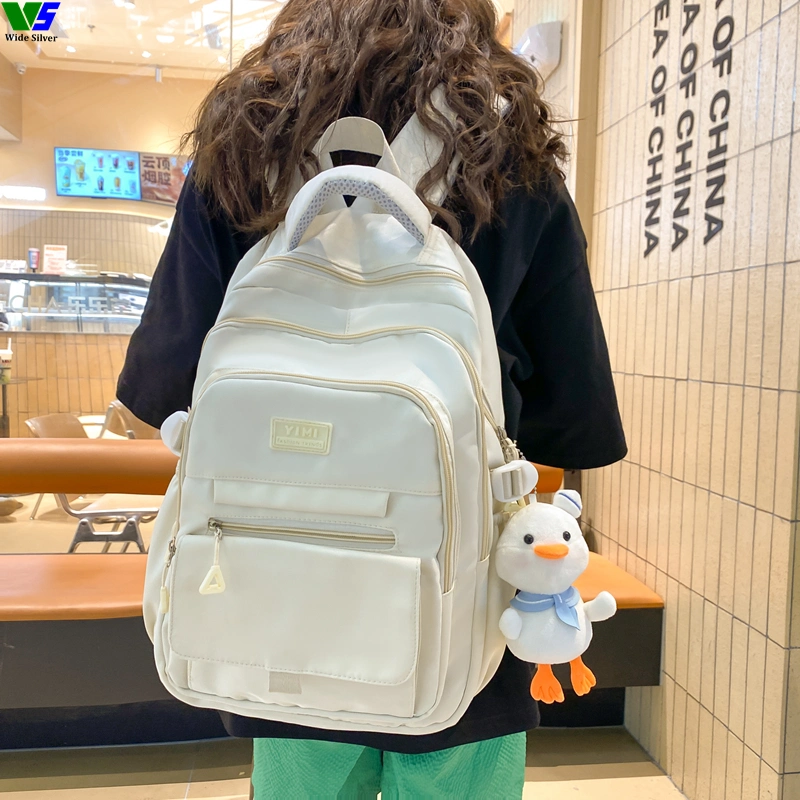 Wide Silver Brand New Backpack with Plush Toy Cheap for Sale in China