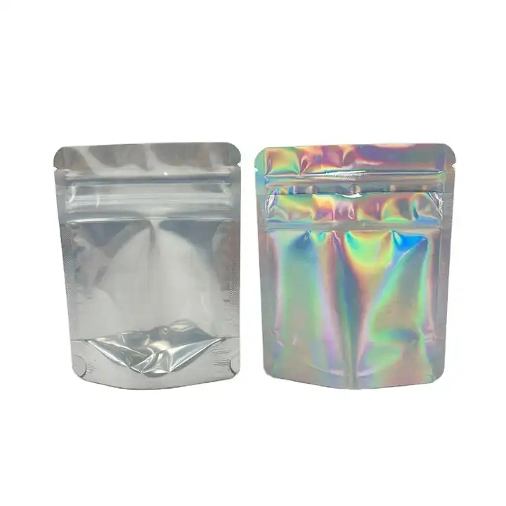 Cr Holographic Printing Mylar Bag Child Resistant Ziplock Pouch Kid Proof Resealable Flower ASTM Packing Zipper Foods Packaging Bag