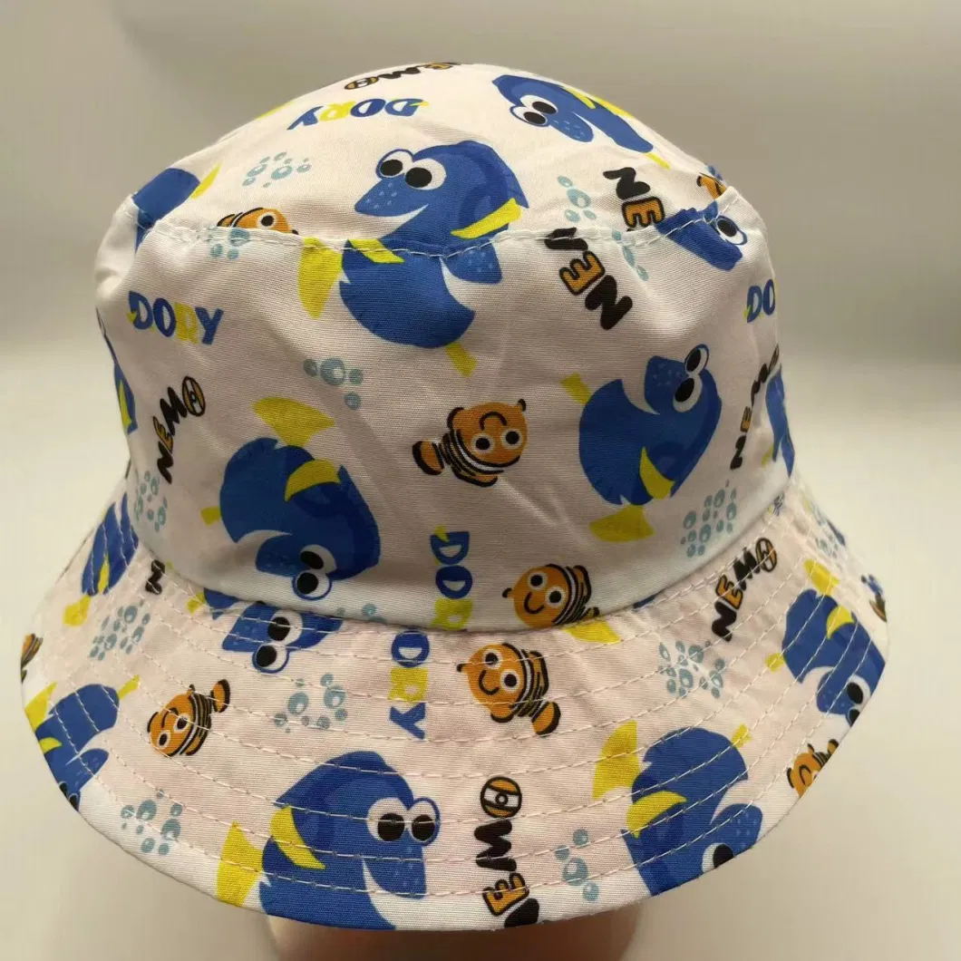 Fashion Cap Cartoon Bird Full Print Children&prime; S Bucket Hat with Positioning Inca 100% Cotton Lining