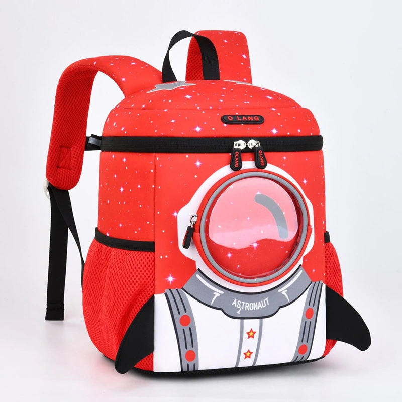 Lightweight Neoprene SBR Material Astronaut Kids School Bag Custom Logo 3D Cartoon Children Backpack