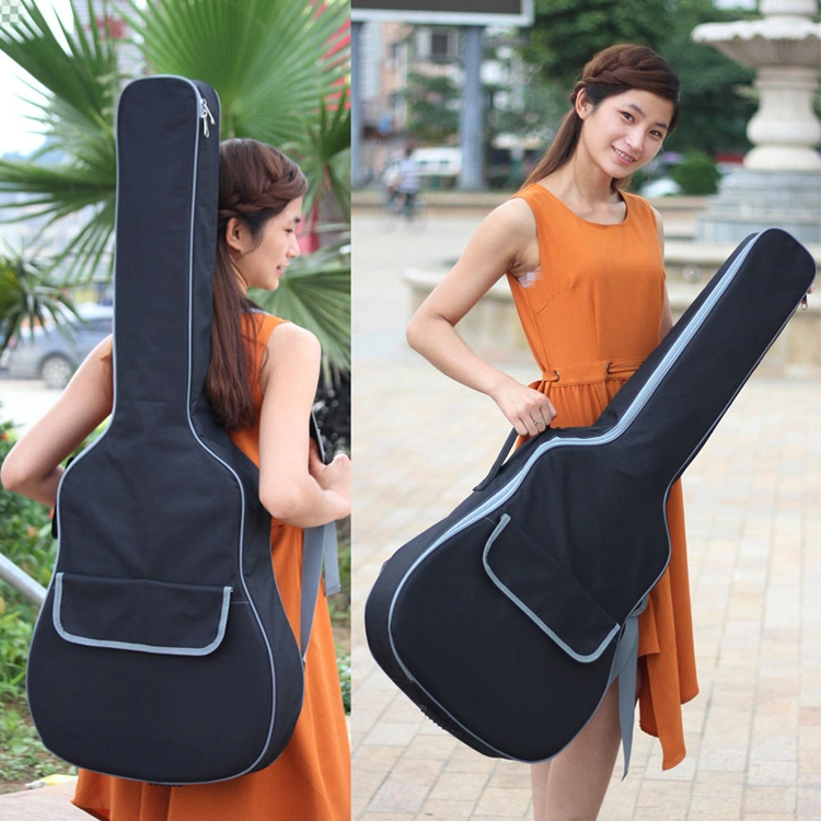 Factory Customized Classical Acoustic Guitar Parts Black Luxury 8mm Thickness Sponge 600d Oxford Cloth Waterproof 40inch 41 Inch Guitar Bag