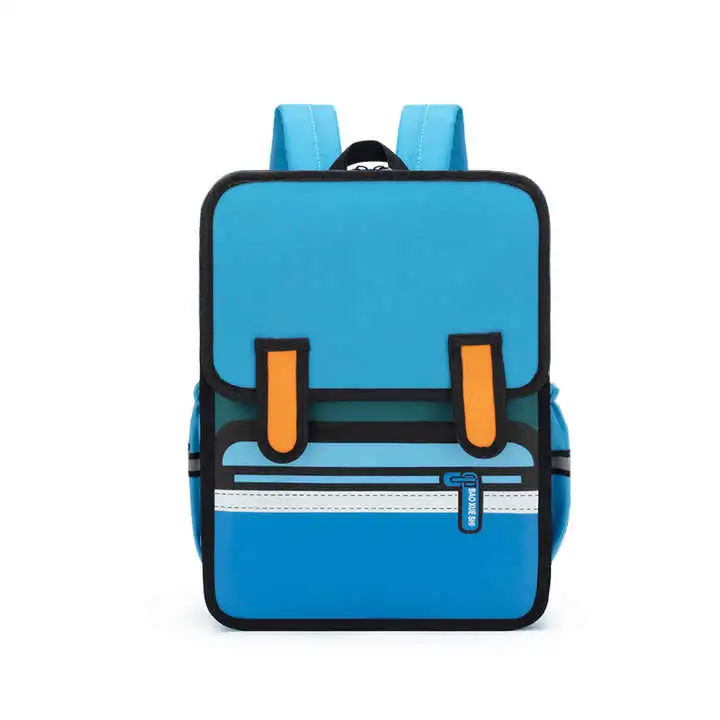 Boys Girls Kids Cartoon Bags 2D 3D Drawing Student Backpack